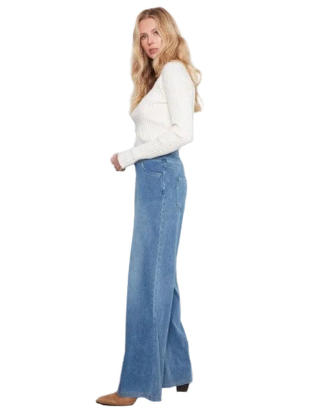 DENIM PULL ON WIDE LEG PANTS Pant Charlie B. 