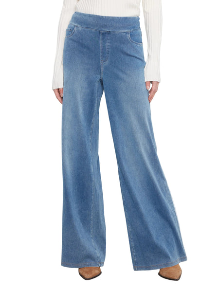 DENIM PULL ON WIDE LEG PANTS Pant Charlie B. 