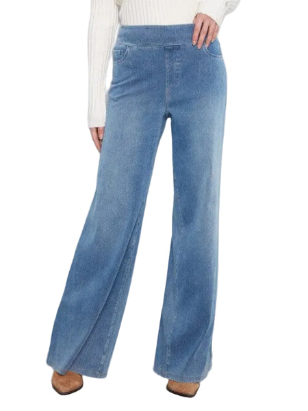 DENIM PULL ON WIDE LEG PANTS Pant Charlie B. 