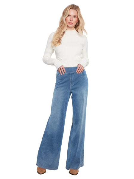 DENIM PULL ON WIDE LEG PANTS Pant Charlie B. 