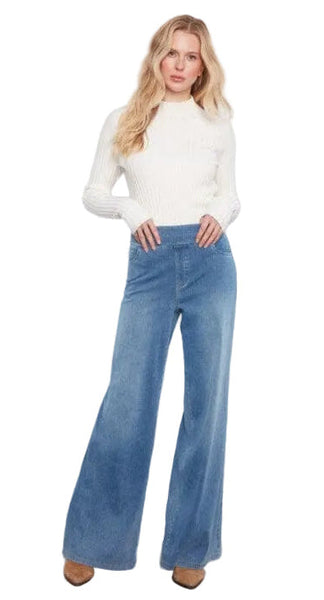 DENIM PULL ON WIDE LEG PANTS Pant Charlie B. 