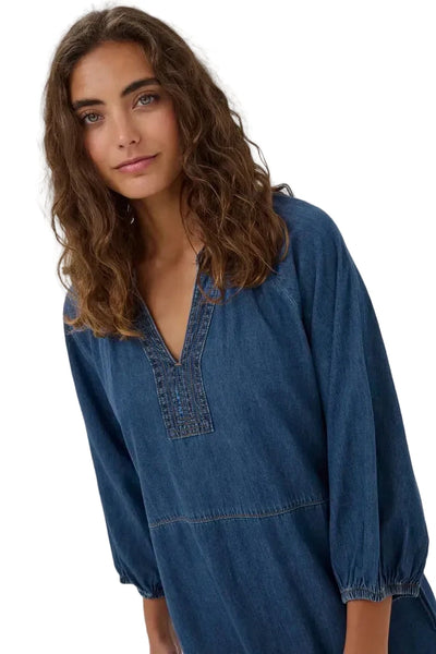 DENIM V NECK MAXI DRESS Dresses Culture 