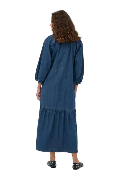 DENIM V NECK MAXI DRESS Dresses Culture 
