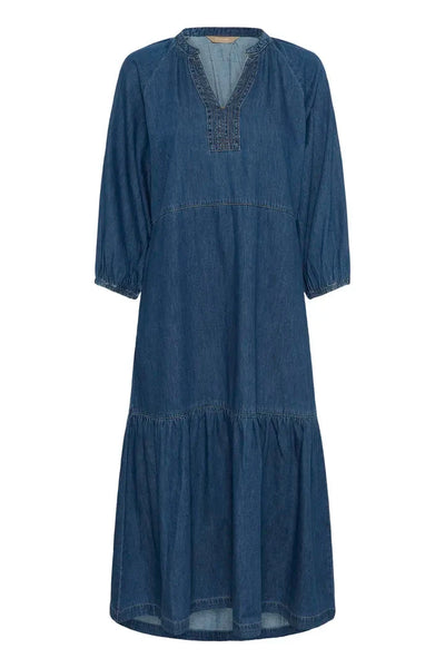 DENIM V NECK MAXI DRESS Dresses Culture 