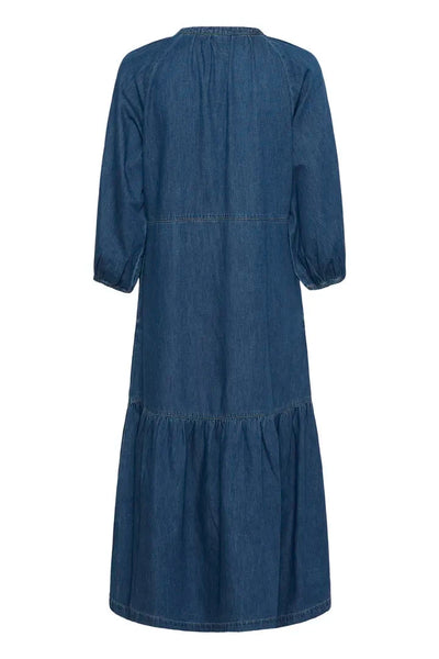DENIM V NECK MAXI DRESS Dresses Culture 