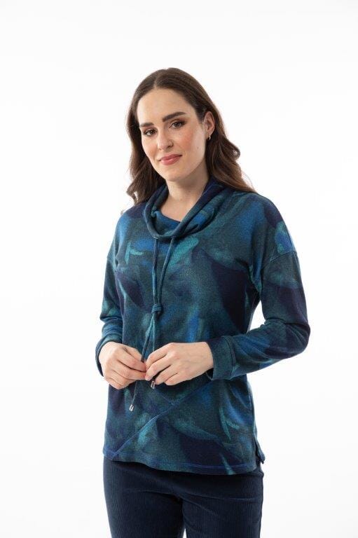 DRAW STRING DROP NECK BLUE MIX TOP Top Bali XS Blue/Green Mix 