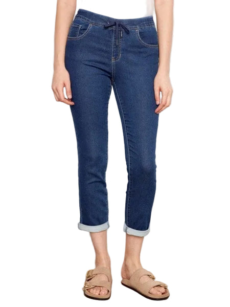 DRAWSTRING SLIM FIT DENIM JOGGER Jeans Charlie B XS Indigo 007 