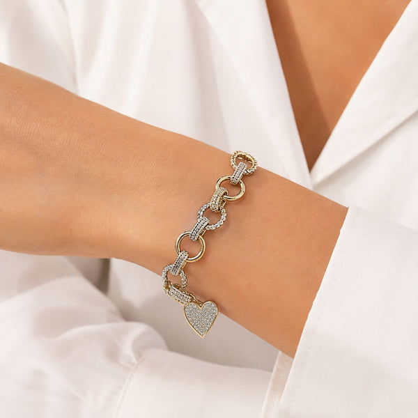 DROP CRYSTAL HEART CIRCLE LINK CHAIN BRACELET Bracelet FashionWear Collection 