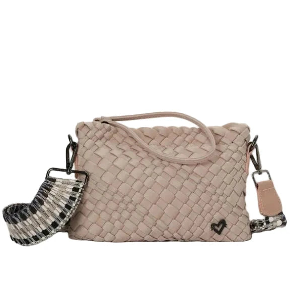 DUSTY PINK WOVEN CROSSBODY Handbag prenelove 