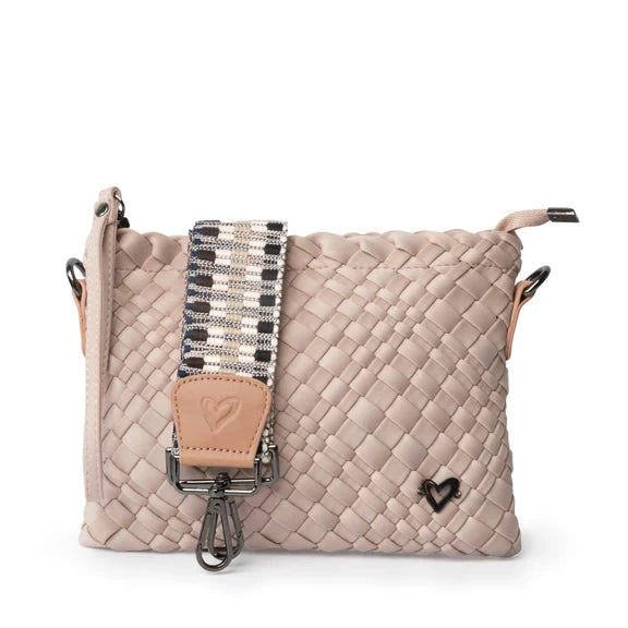 DUSTY PINK WOVEN CROSSBODY Handbag prenelove OS Dusty Pink 