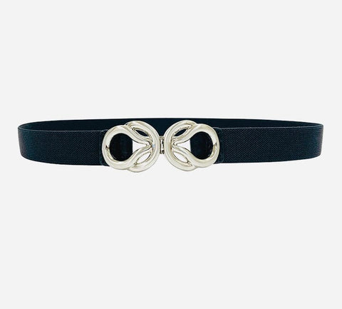 ELASTIC STRETCH SILVER CIRCLE BELT Belt Landes S/M Black 