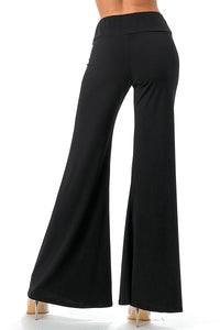 ELASTIC WAIST PALAZZO PANT Pant FashionWear Collection S Black 