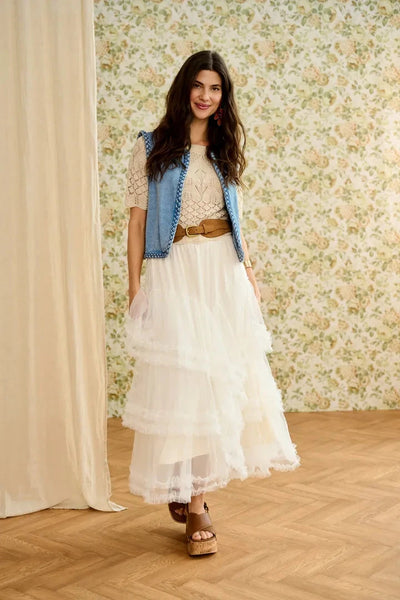 ELASTIC WAIST TULLE SKIRT skirts CREAM 