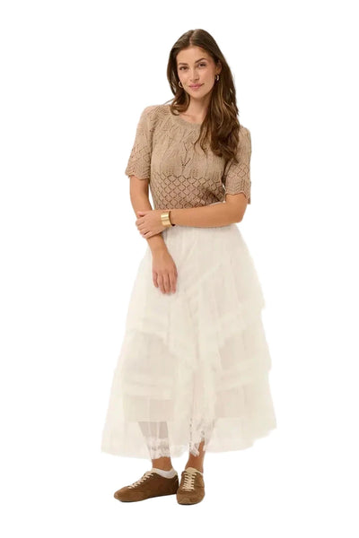 ELASTIC WAIST TULLE SKIRT skirts CREAM 