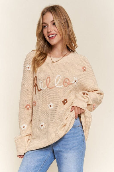 EMBROIDERED HELLO DAISY SWEATER Sweater FashionWear Collection 