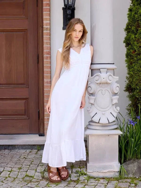 EMBROIDERED SLEEVELESS COTTON BLEND MAXI DRESS Dresses Charlie B 