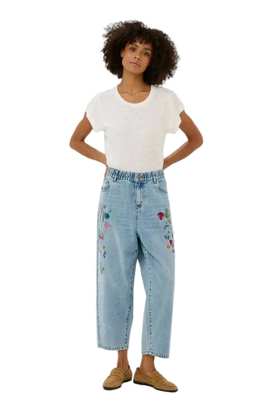 EMBROIDERY ANKLE LENGTH JEANS Pants CULTURE 