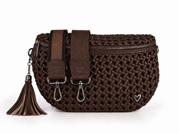 ESPRESSO WOVEN HAND KNOTTED CROSSBODY BAG Handbag prenelove 