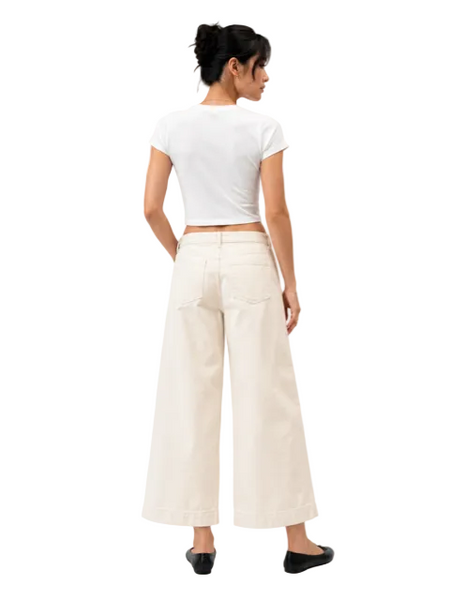 SANCTUARY FRENCH VANILLA FRONT POCKET CROP WIDE LEG PANT