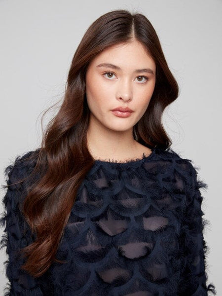 FANCY NAVY CHIFFON BLOUSE Shirt Charlie B 