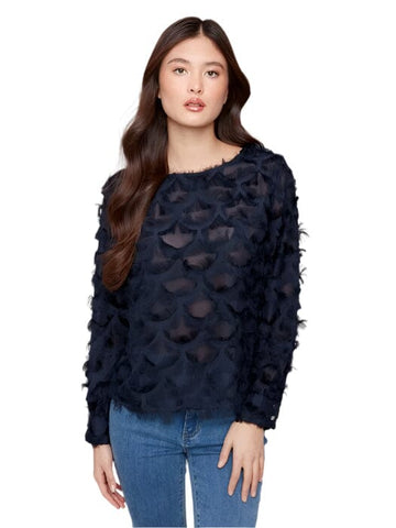 FANCY NAVY CHIFFON BLOUSE Shirt Charlie B 