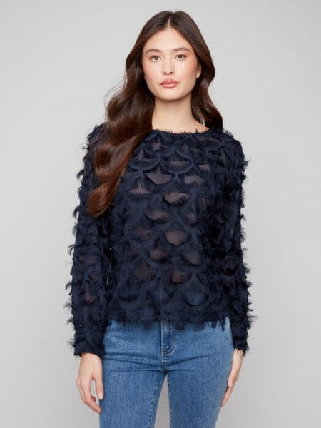 FANCY NAVY CHIFFON BLOUSE Shirt Charlie B S Navy 