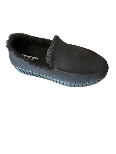 FAUX FUR LINED BLACK LOAFER Flat Ilse Jacobsen 