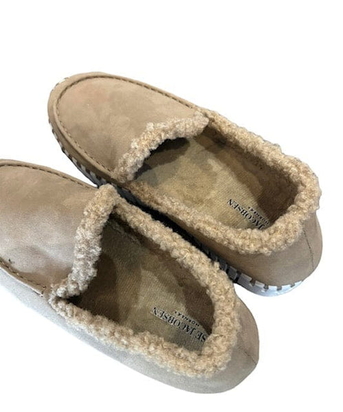 FAUX FUR LINED TAUPE LOAFER Flat Ilse Jacobsen 