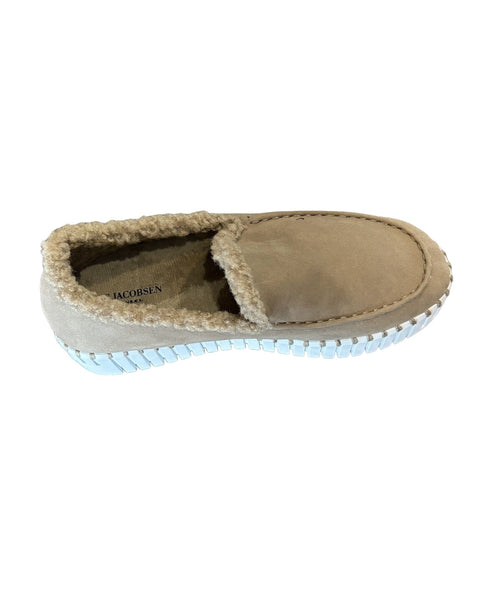 FAUX FUR LINED TAUPE LOAFER Flat Ilse Jacobsen 