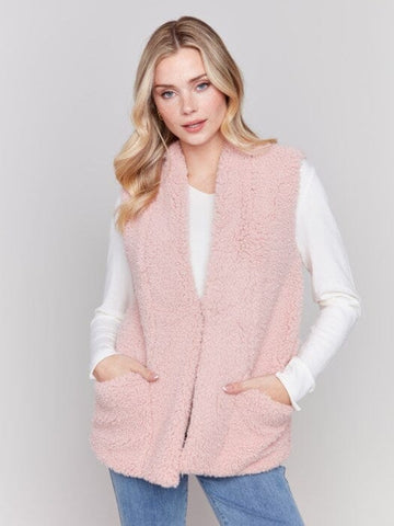 FAUX FUR ROSE QUARTZ VEST Vest Charlie B. 