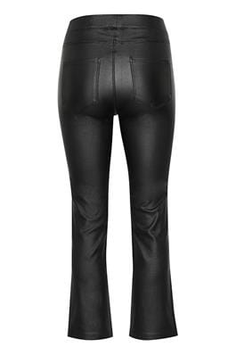 FAUX LEATHER ELASTIC WAIST CROP BLACK JEGGINGS Pant KAFFE 