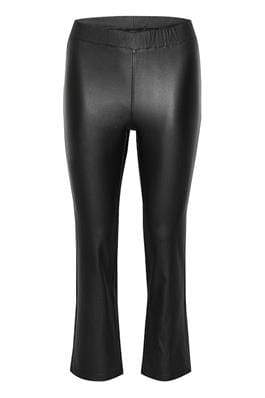 FAUX LEATHER ELASTIC WAIST CROP BLACK JEGGINGS Pant KAFFE 