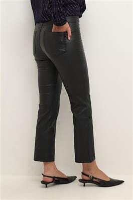 FAUX LEATHER ELASTIC WAIST CROP BLACK JEGGINGS Pant KAFFE 