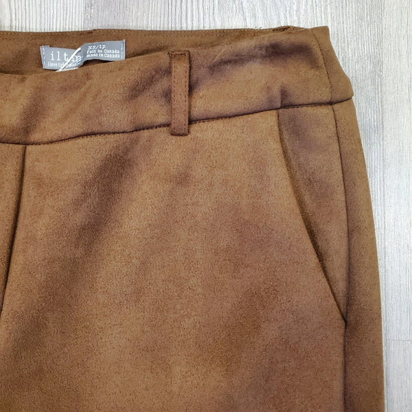 FAUX SUEDE BOOT LEG BROWN PULL ON PANT Pant I Love Tyler Madison 