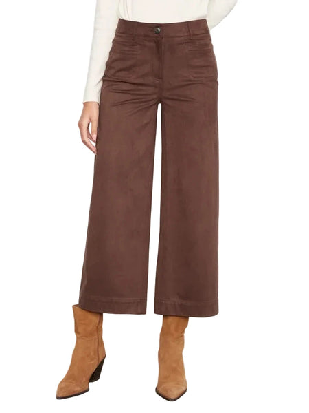 FAUX SUEDE WIDE LEG PANT Pant Charlie B 2 Coffee 413 