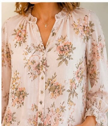 FEMININE FLORAL RUFFLE COLLAR BUTTON DOWN BLOUSE Blouse NIKKY 