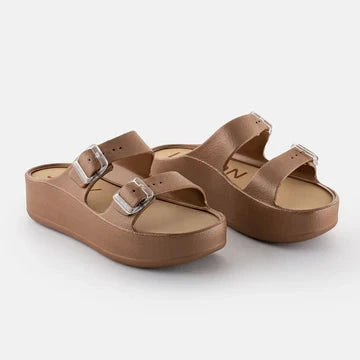 FENIX BRONZE METAL PLATFORM DOUBLE BUCKLE SLIDE SANDAL Sandal Lemon Jelly 36 Bronze Metal 