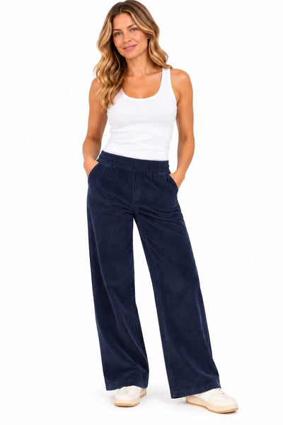 FLAT FRONT ELASTIC WAIST CORDUROY PANT Pant Femme Fatale 