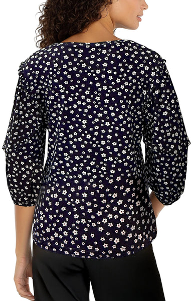 FLORAL DITSY PRINT RUFFLE SLEEVE TOP Shirts & Tops Liverpool 