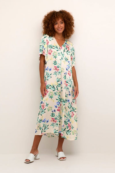 FLORAL PRINT SHORT SLEEVE DRESS Dress Culture 