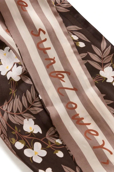 FLORAL STRIPE SATIN SCARF Accessories CREAM 