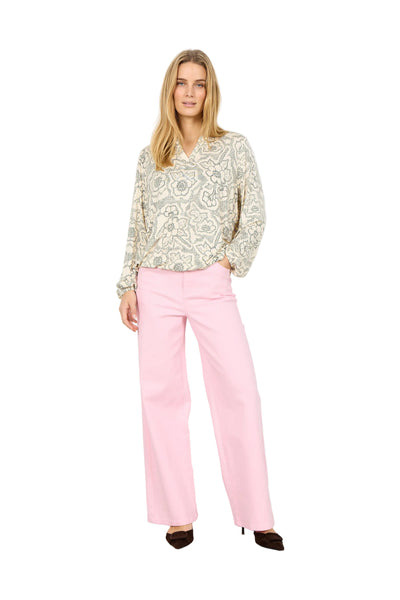 FLORAL V NECK LONG SLEEVE TOP Top SOYACONCEPT 