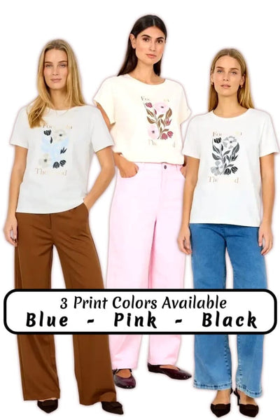 FLOWER DESIGN COTTON T SHIRTS T-Shirt SOYACONCEPT 