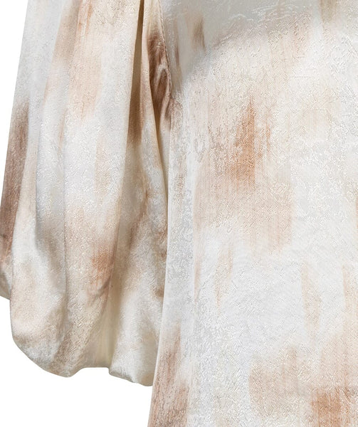FLOWER POWER BEIGE WHITE BALLOON SLEEVE BLOUSE Blouse Esqualo 