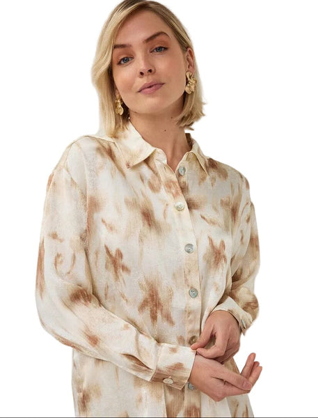 FLOWER POWER BEIGE WHITE BLOUSE Blouse Esqualo 4 Blossom 