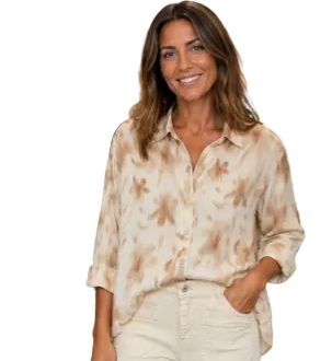 FLOWER POWER BEIGE WHITE BLOUSE Blouse Esqualo 