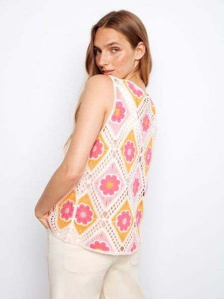 FLOWER SLEEVELESS CROCHET TOP Top Charlie B 
