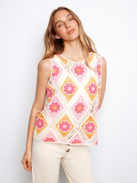 FLOWER SLEEVELESS CROCHET TOP Top Charlie B 