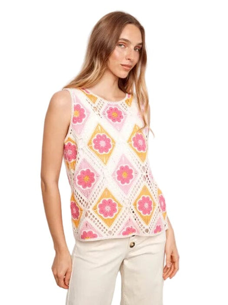 FLOWER SLEEVELESS CROCHET TOP Top Charlie B XS Apricot P137 
