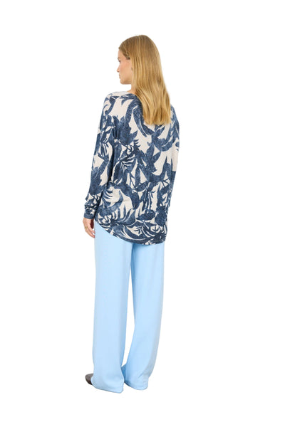 FLOWY LEAF PRINT CREW NECK TOP Top SOYACONCEPT 